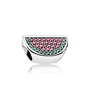 Pandora Silver Watermelon Charm with Pink and Green Crystals